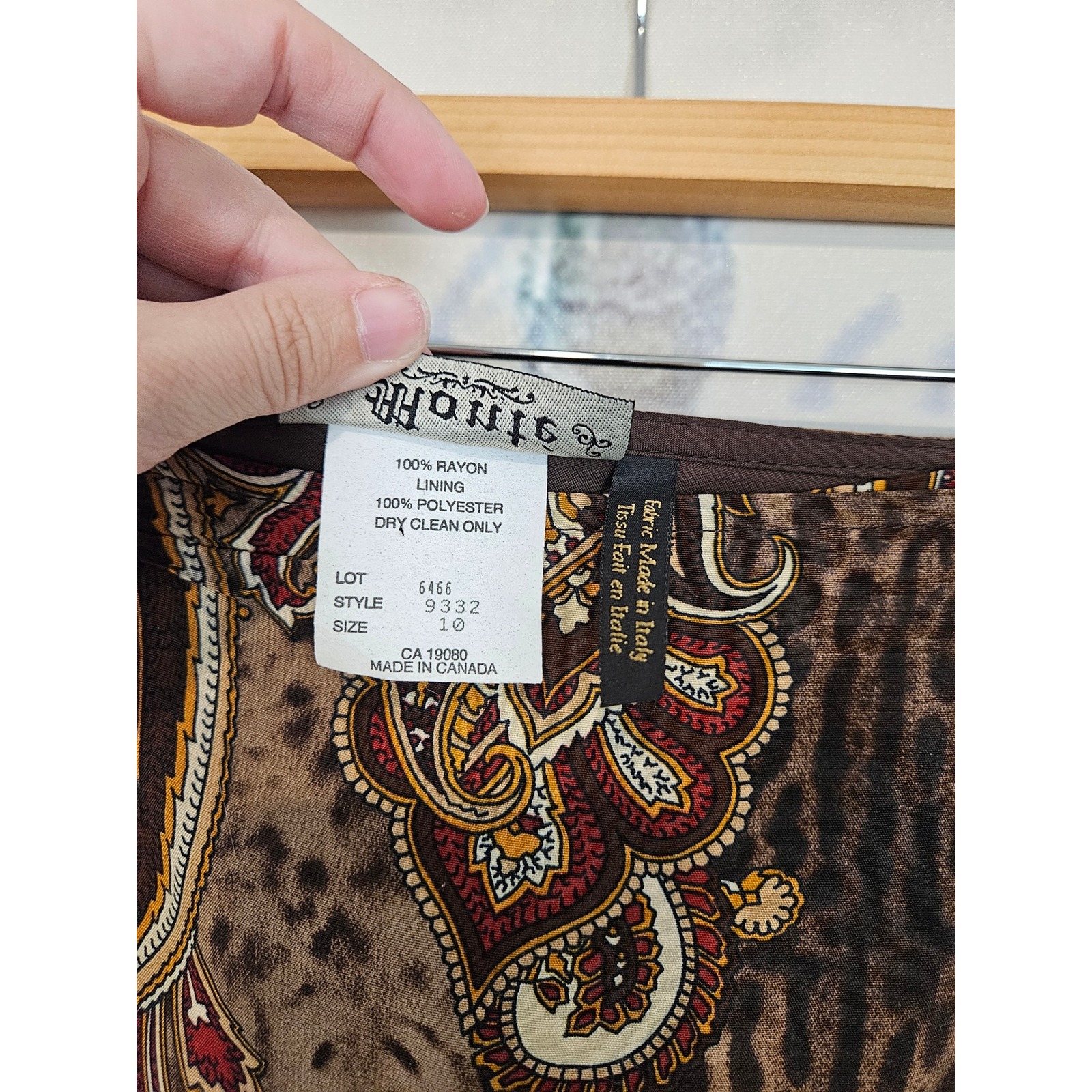 Vintage Monte Paisley Leopard Print Midi Faux Wrap Skirt Brown Size 10 Boho — image 5 of 8